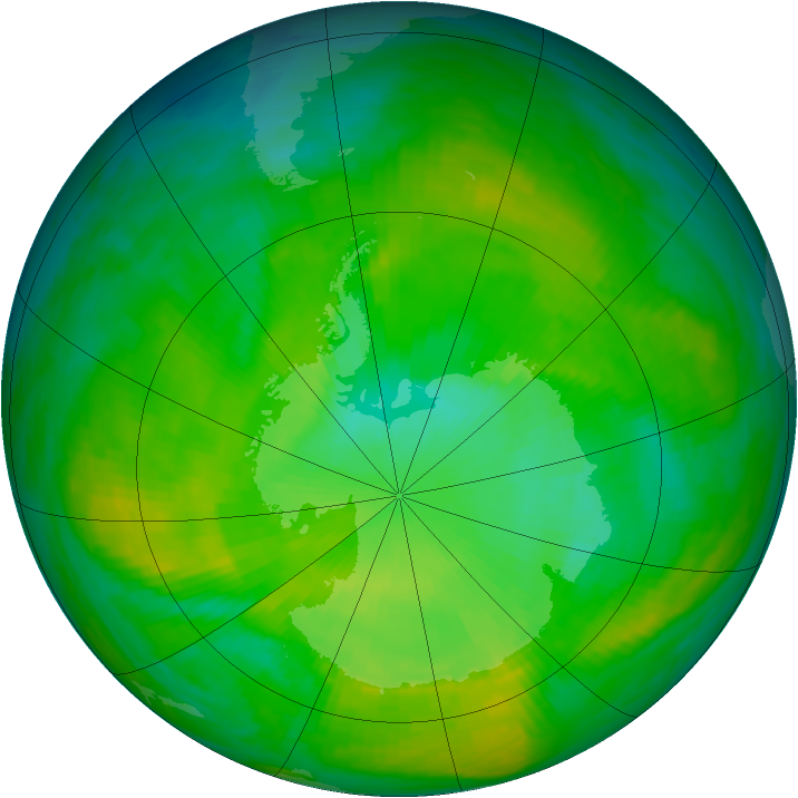 Antarctic ozone map for 08 December 1986